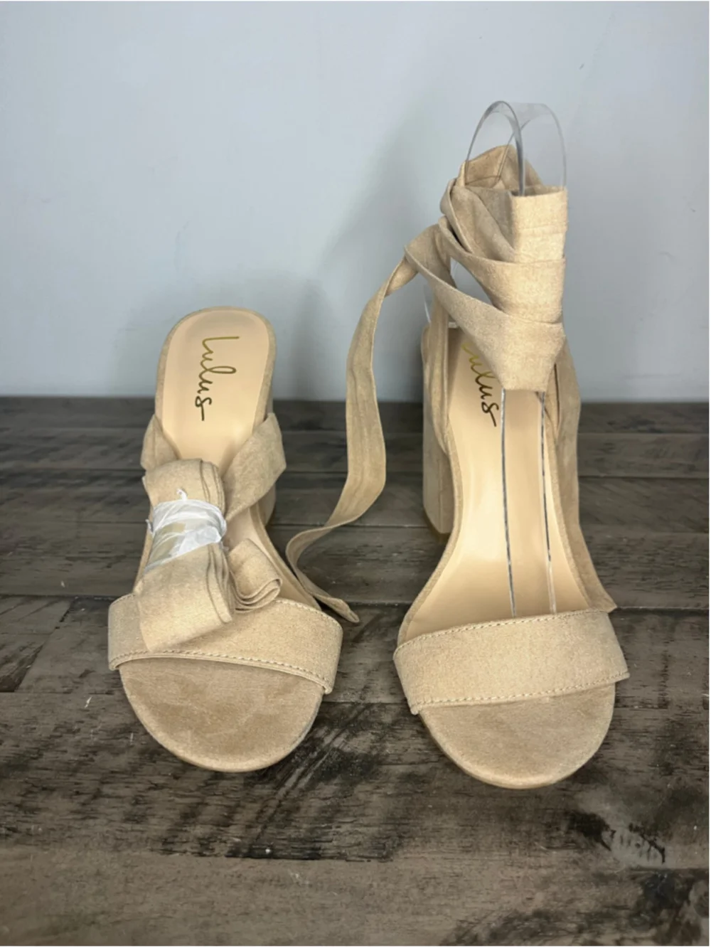 Lulus Beige Lace-Up Block Heel Sandals